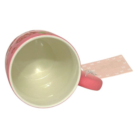 New Petal And Pearl Soft Touch Ceramic Mug Pink With Gold Trim Red Roses - Picture 3 of 6